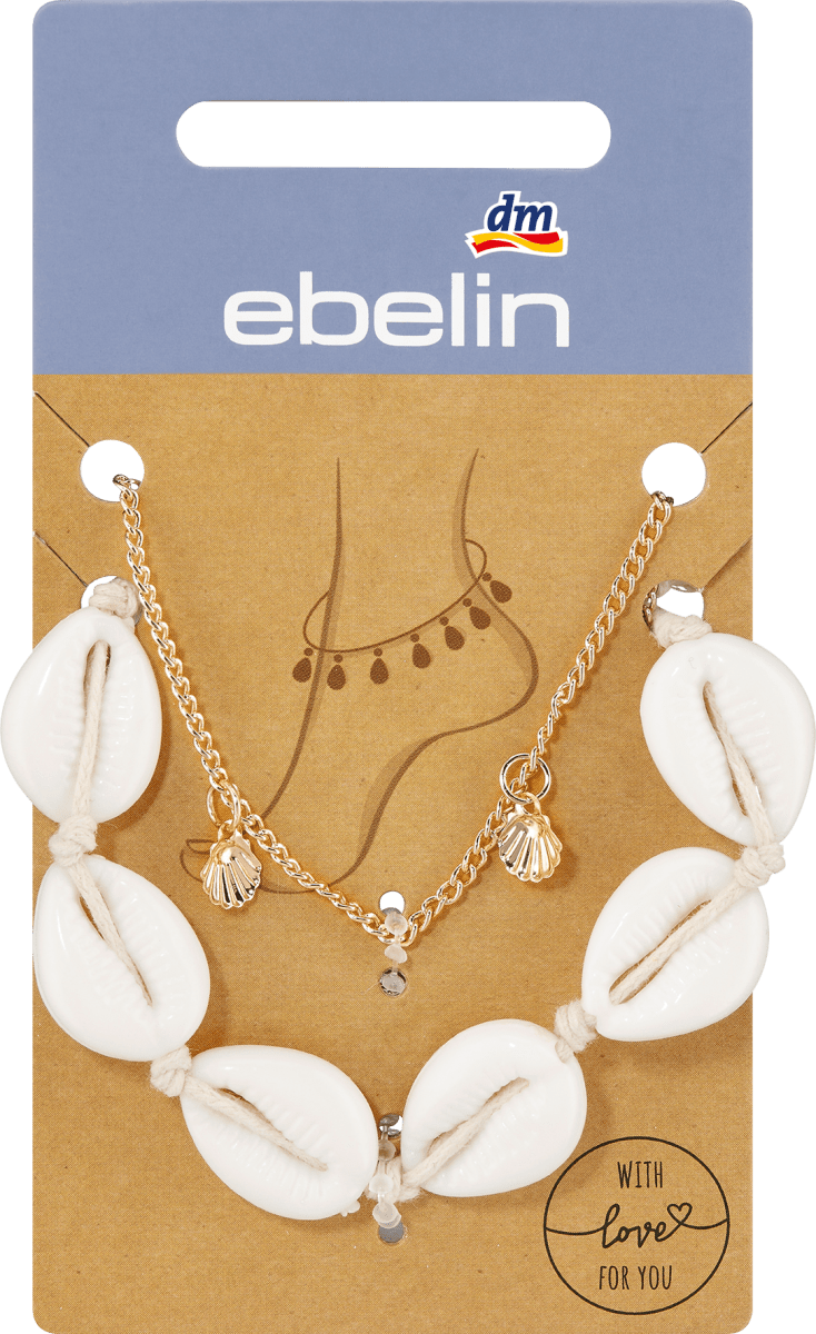 Fußketten Muscheln Gold-Optik, 2 St