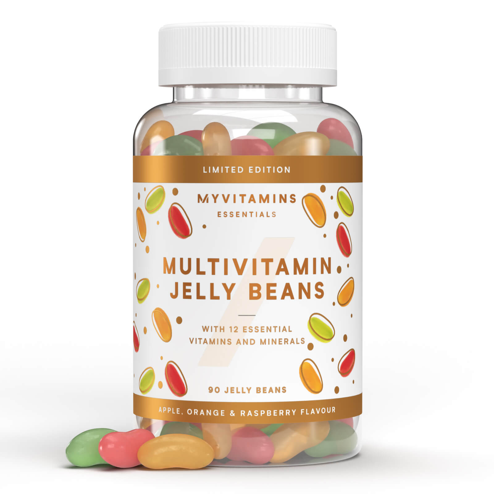 Myvitamins Multvitamin Jellybeans, Apple, Orange & Raspberry, 90 Jellybeans, 30 Servings