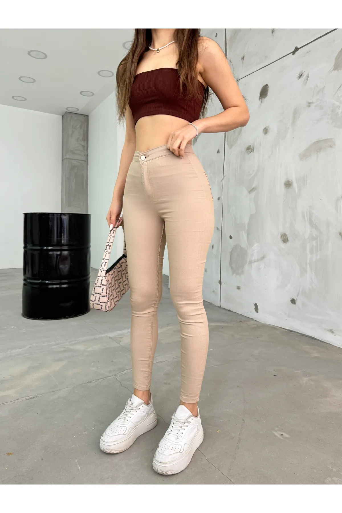 BİKELİFE  Beige Lycra-Leggings für Damen