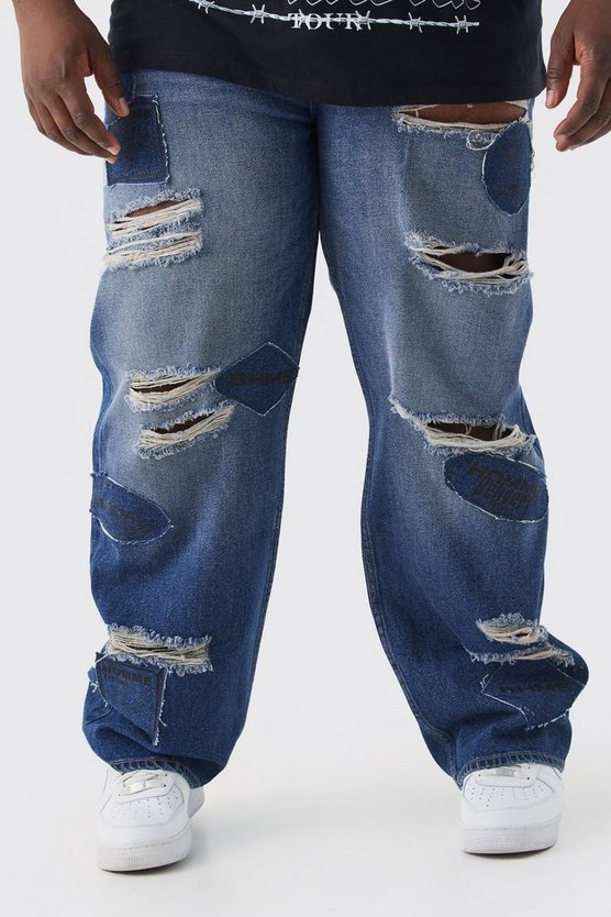 Plus lockere zerrissene Jeans mit Applikation
