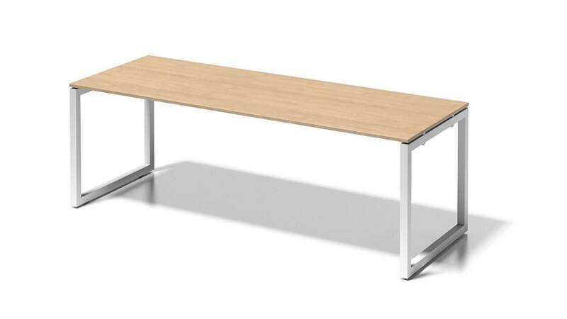 Cito Schreibtisch, 740 mm höhenfixes O-Gestell, H 19 x B 2200 x T 800 mm, Dekor ahorn, Gestell verkehrsweiß