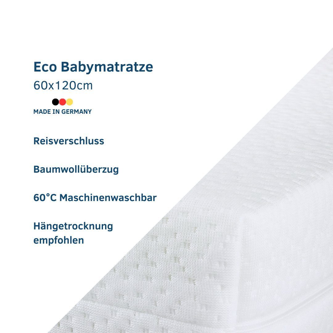 Babymatratze Eco 60x120 cm, mia Matratzen, (Set, 2-tlg), Nachhaltig, Made in Germany, Gesunder Schlaf, Babys- und Kinder, Babybett, Kinderzimmer, Babyzimmer