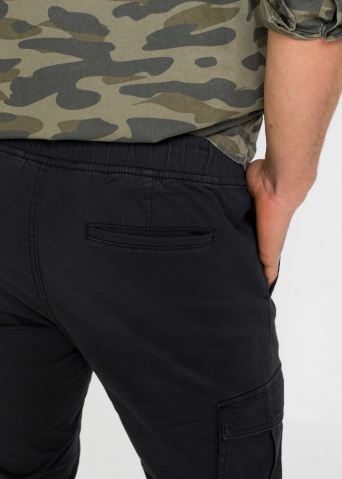 Slim Fit Stretch-Schlupfhose mit Cargotaschen, Straight