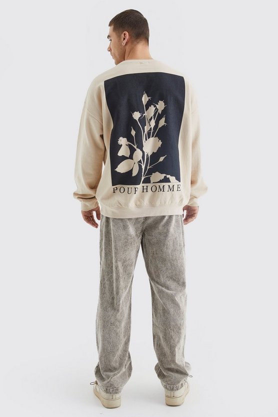 Oversize Sweatshirt mit Pour Homme Print