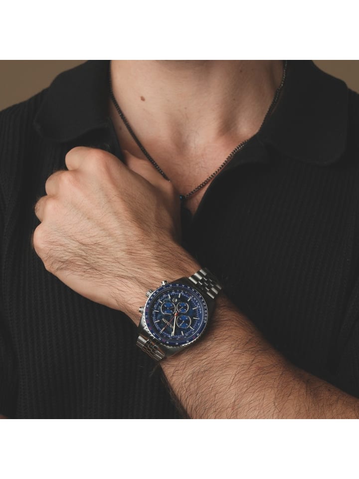 Holzkern Herrenuhr Chronograph Openhorizon Marmor Blau günstig kaufen onesize