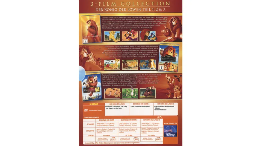 Der König der Löwen - Dreierpack ( Classics + 2. & 3.Teil) [3 DVDs]