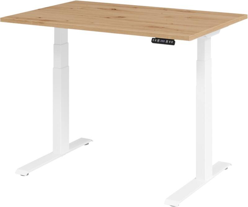 Hammerbacher Sitz-Steh-Arbeitsplatz XDKB12 Aspen 1.200 x 800 x 1.290 mm Eiche Silber