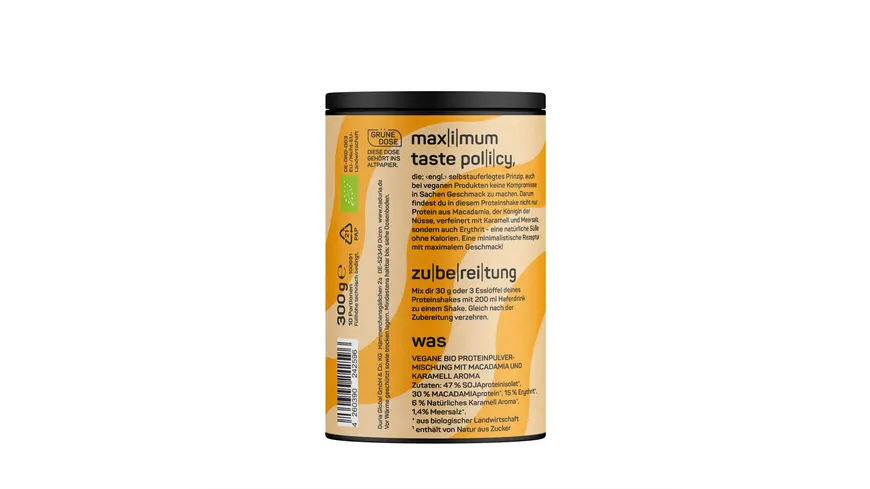 NADURIA Bio Vegan Protein Shake Macadamia Salted Caramel 300 g