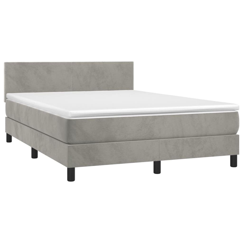 Merax Boxspringbett mit LED und höhenverstellbarem Kopfteil, 140x200cm mit Samtbezug inkl. Matratze, Polsterbett, Doppelbett