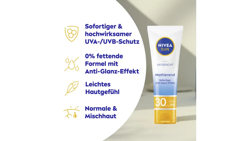 NIVEA SUN Mattierender Gesichtsschutz LF30 50 ml