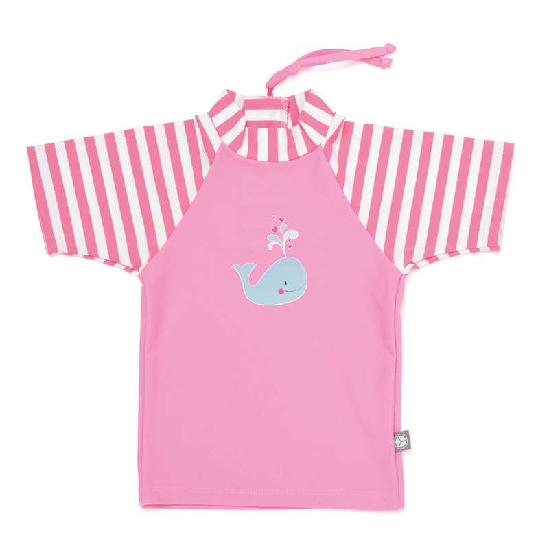 T-shirt anti-UV rayé rose 6 mois