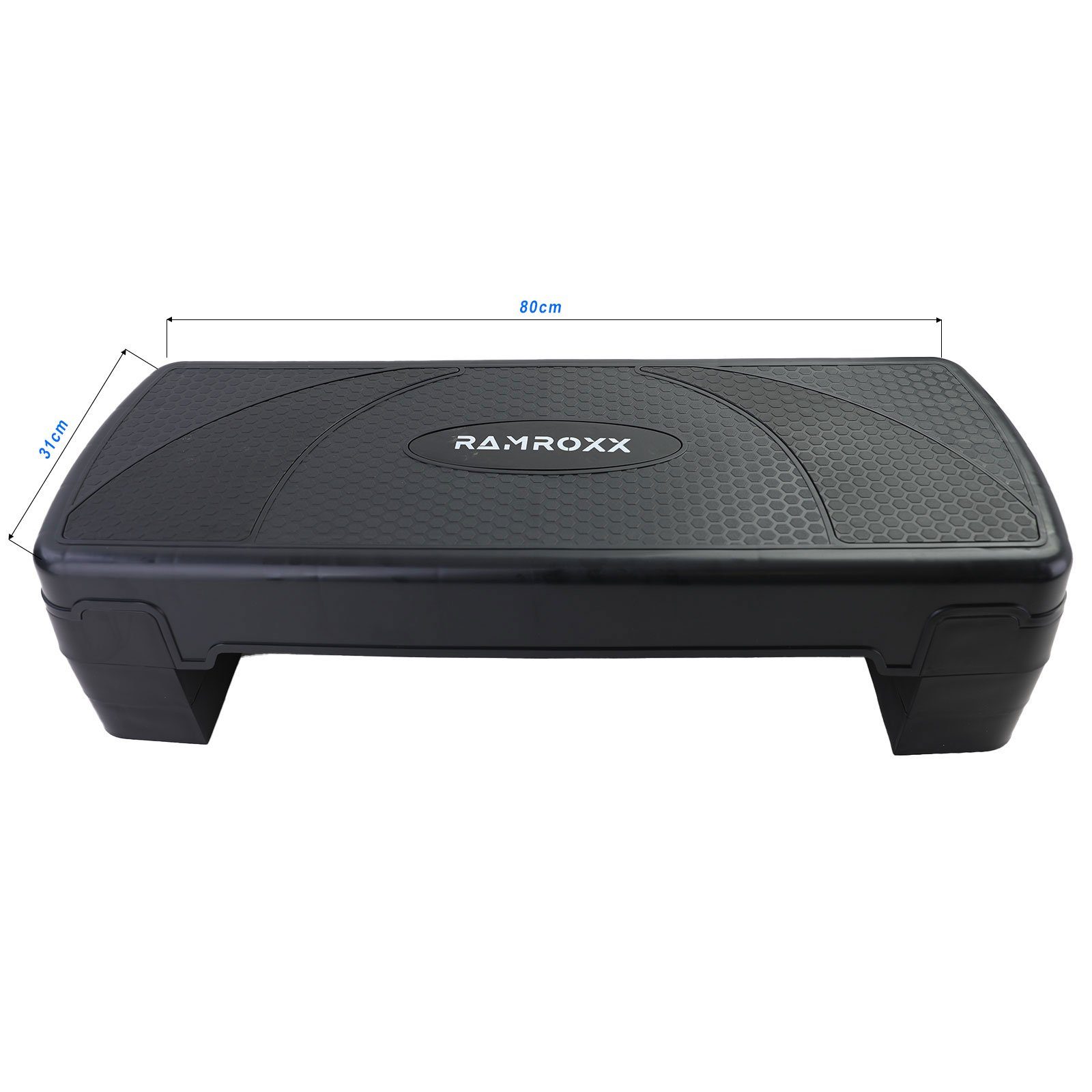RAMROXX Stepper Fitness Stepboard Stepper Steppbrett Workout 3 Stufen Schwarz 80x30cm