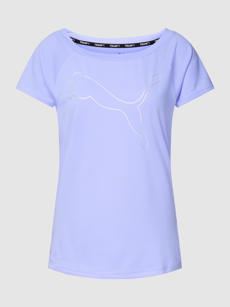 T-Shirt mit Label-Print in hellblau