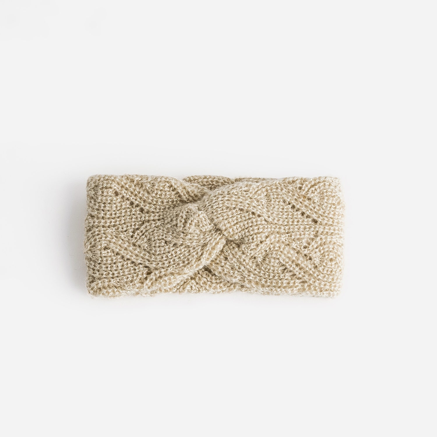 Bandeau beige en maille torsadée lurex