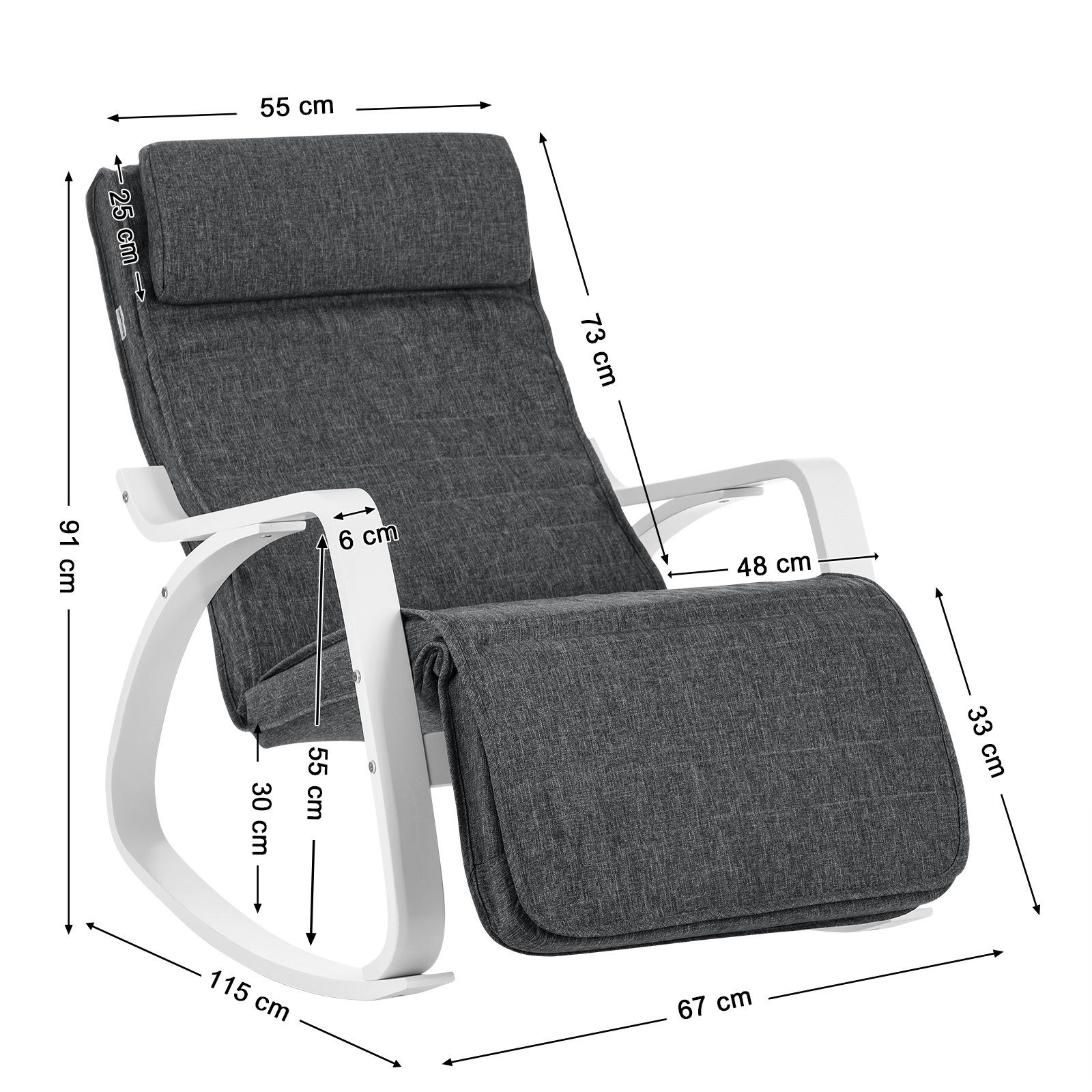 SONGMICS Relaxsessel Relaxstuhl, ußstütze verstellbar, bis 150kg belastbar