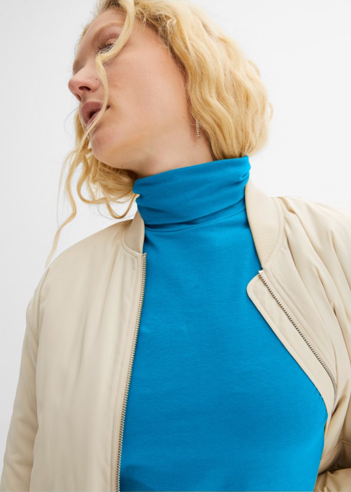 Rollkragen-Stretch-Shirt, Langarm