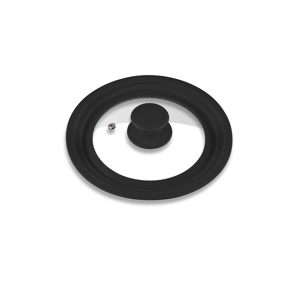 Steuber Universal-Glasdeckel mit Silikonrand, Ø 16 - 20 cm - schwarz