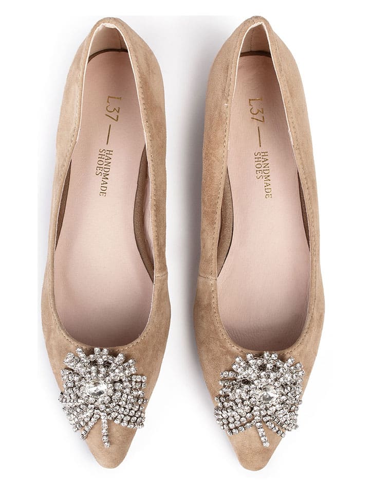 loft37 Leder-Ballerinas in Beige günstig kaufen
