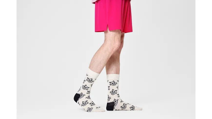 Happy Socks Unisex Socken Cat Beige