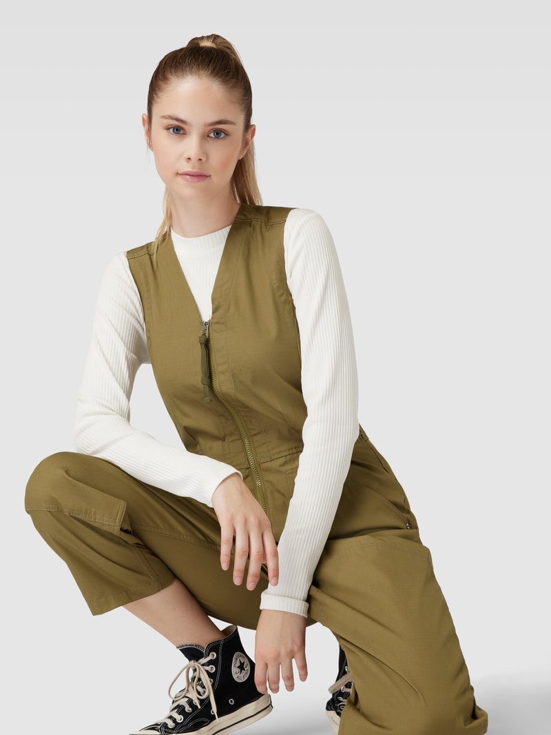 Relaxed Fit Jumpsuit mit V-Ausschnitt in olivgrün
