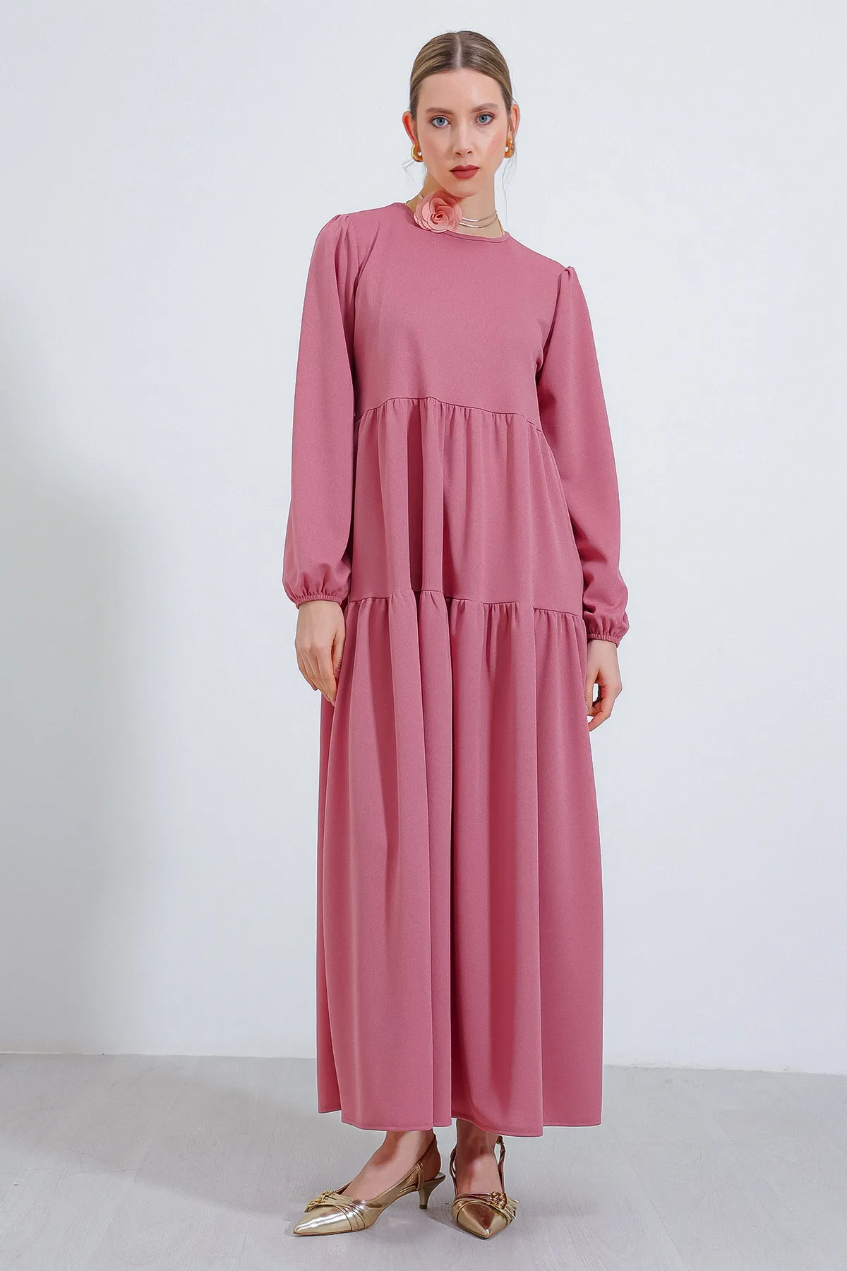 Bigdart  Langes gestricktes Hijab-Kleid für Damen in getrockneter Rose 2482