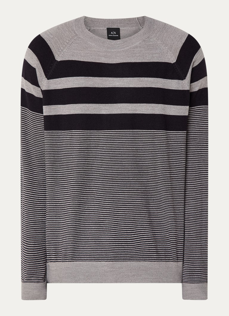 Armani Exchange Fine-knit pullover in merino wool blend with stripe print