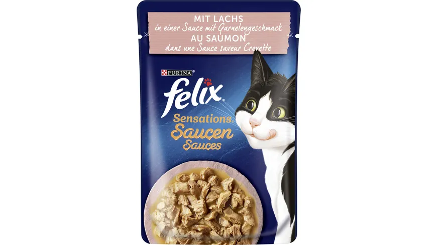 PURINA FELIX Sensations Saucen mit Lachs & Garnelengeschmack Katzennassfutter 85 g