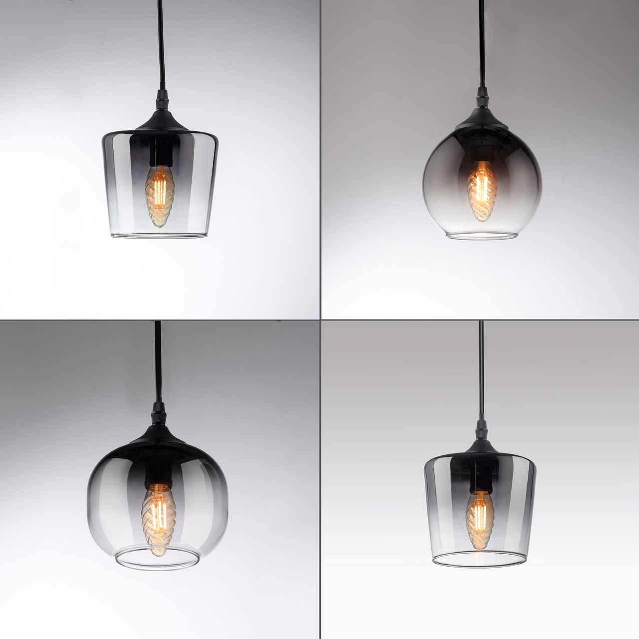 JUST LIGHT Pendelleuchte GREEN ZEA, 8x E14/25 Watt max., rauchfarbene Gläser, Holz-natur