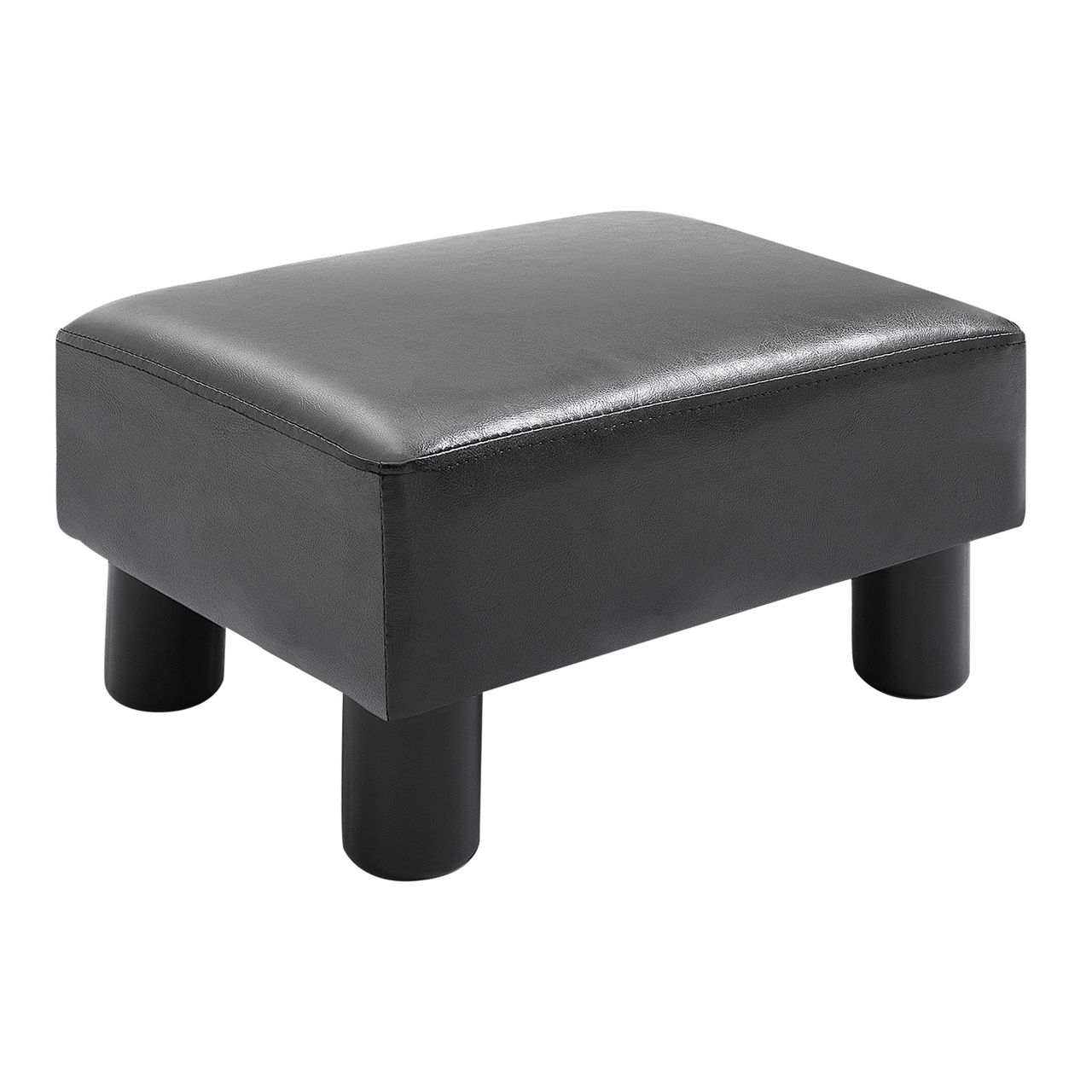 HOMCOM Fußhocker Beinstütze Sitzhocker Eingangbank Rückenfreier Hocker Bank Sitzbank Chesterfield aus Kunstleder Schwarz 40 x 30 x 24 cm