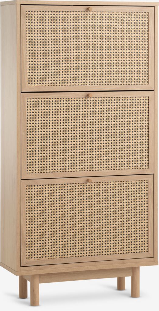 HALMSTAD Schuhschrank mit 3 Fächern, Farbe Petan/Eiche