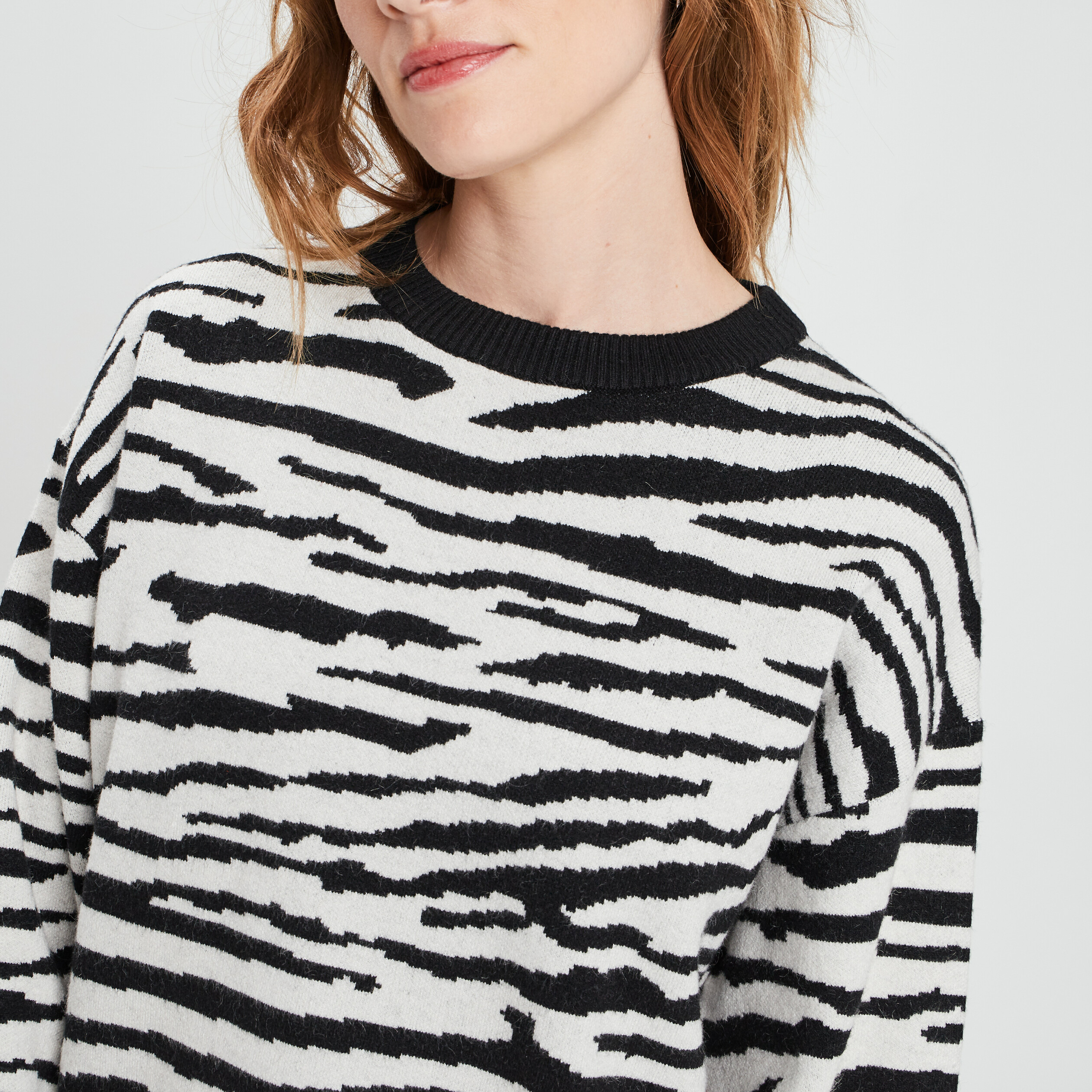 Pull avec col rond ivoire femme | La Halle