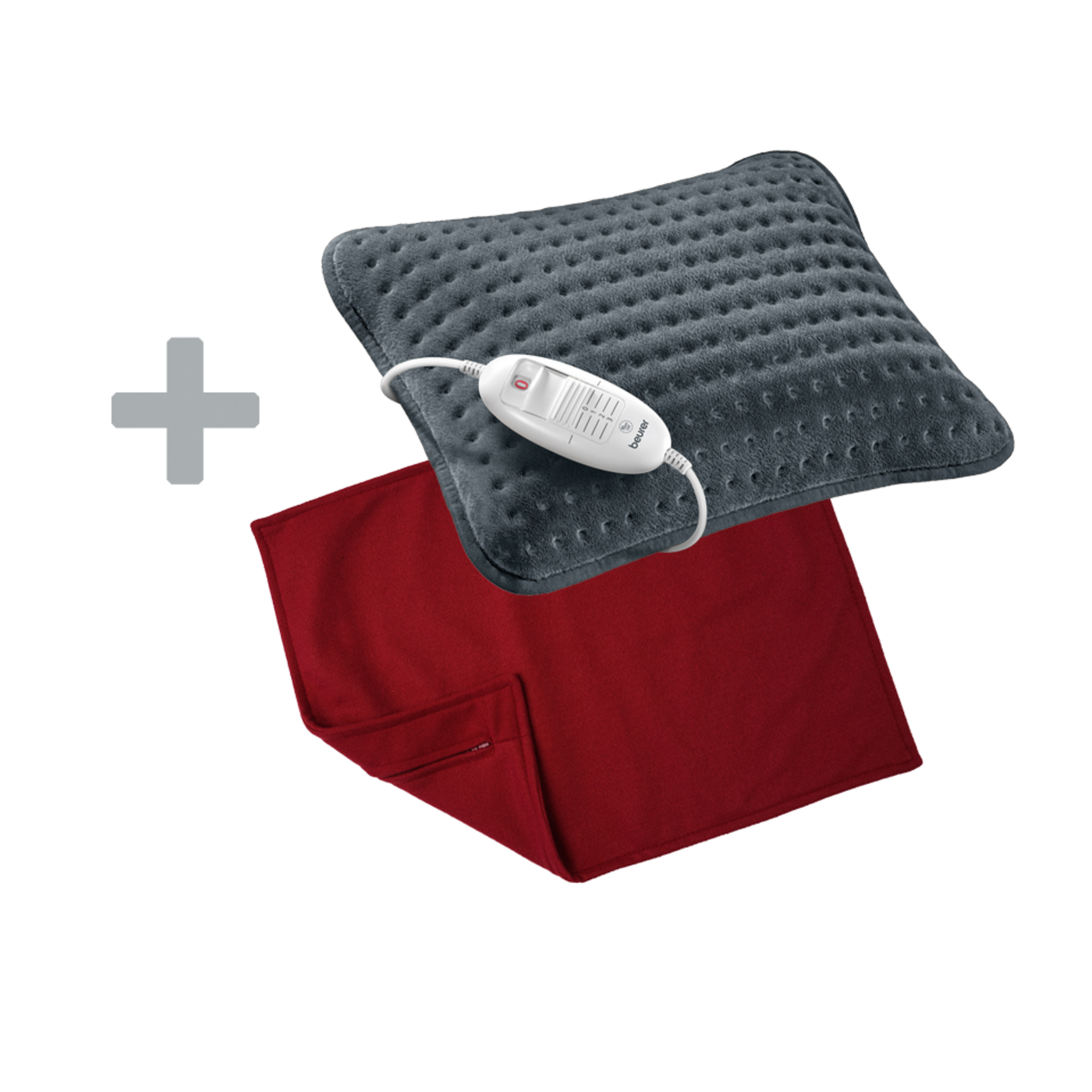 Sofa-Heizkissen - HK 48 Cosy & extra Bezug red-Gemütliches Sofakissen mit Heizfunktion mit wohnlichem Überzug in Rot
