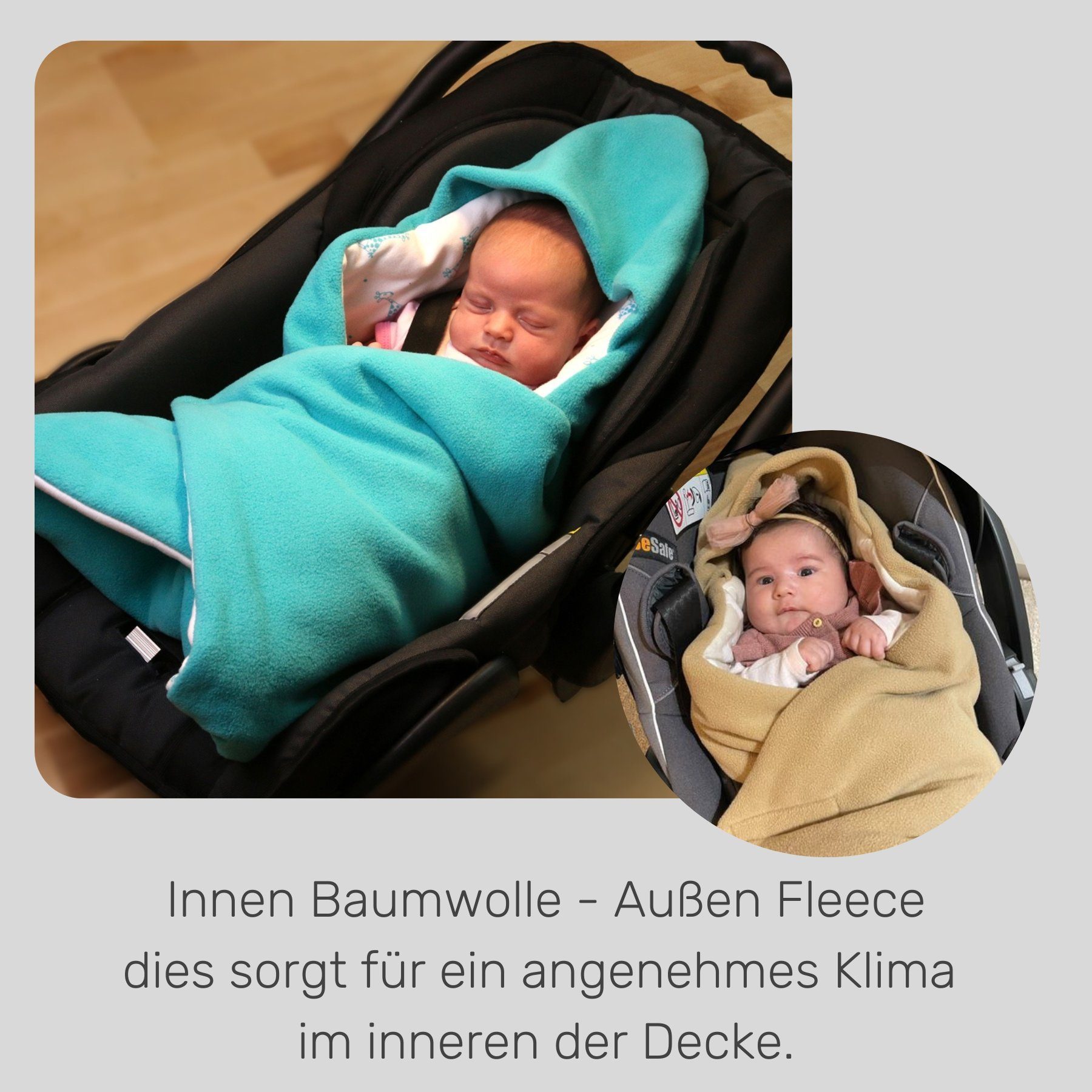Einschlagdecke Fußsack für die Babyschale Babyschalenfußsack Winter, HOBEA-Germany, für 3 Punkt Babyschale geeignet