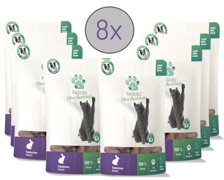 Fellicita Snacks Fellicita Kaninchen Fleischstreifen 8x 50g Fellonis Katzensnacks