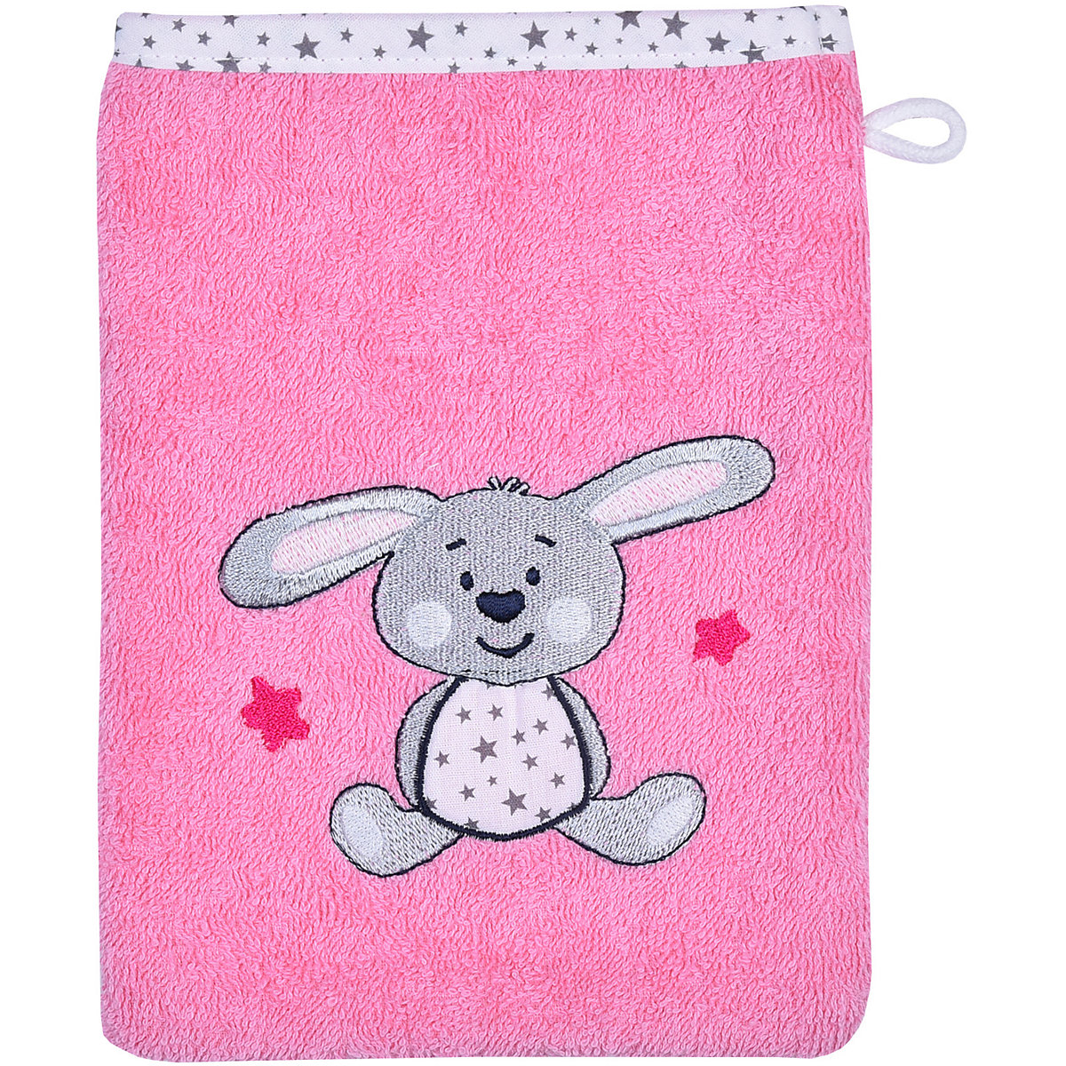 Waschhandschuh 2er Set, Hase, pink, 15 x 21 cm