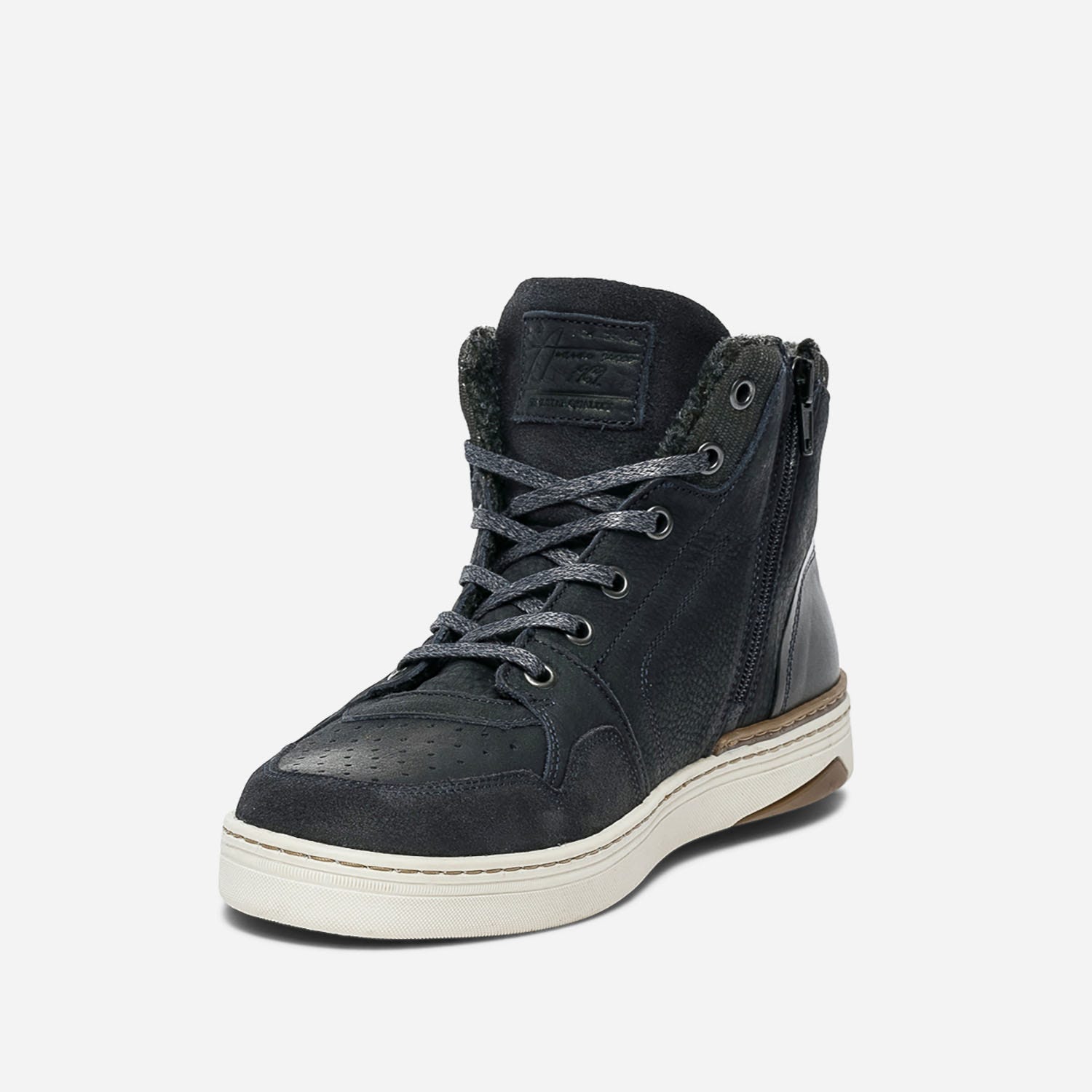 Basket bleu marine en cuir fourré