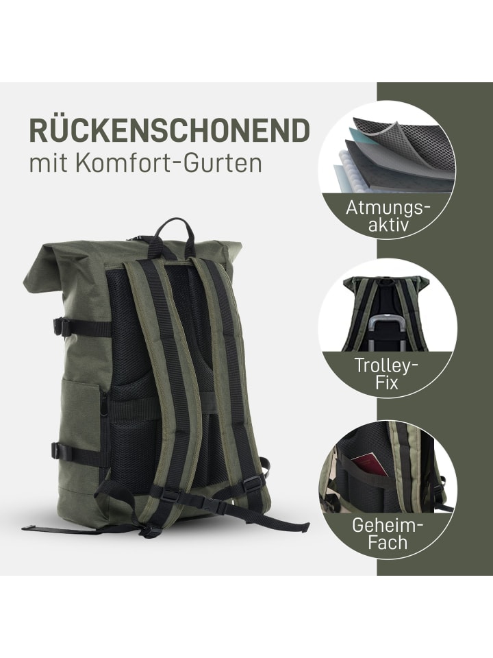 SONS OF ALOHA Rucksack XL RollTop Rucksack KANE erweiterbar| Laptop-Fach groß in grün günstig kaufen onesize
