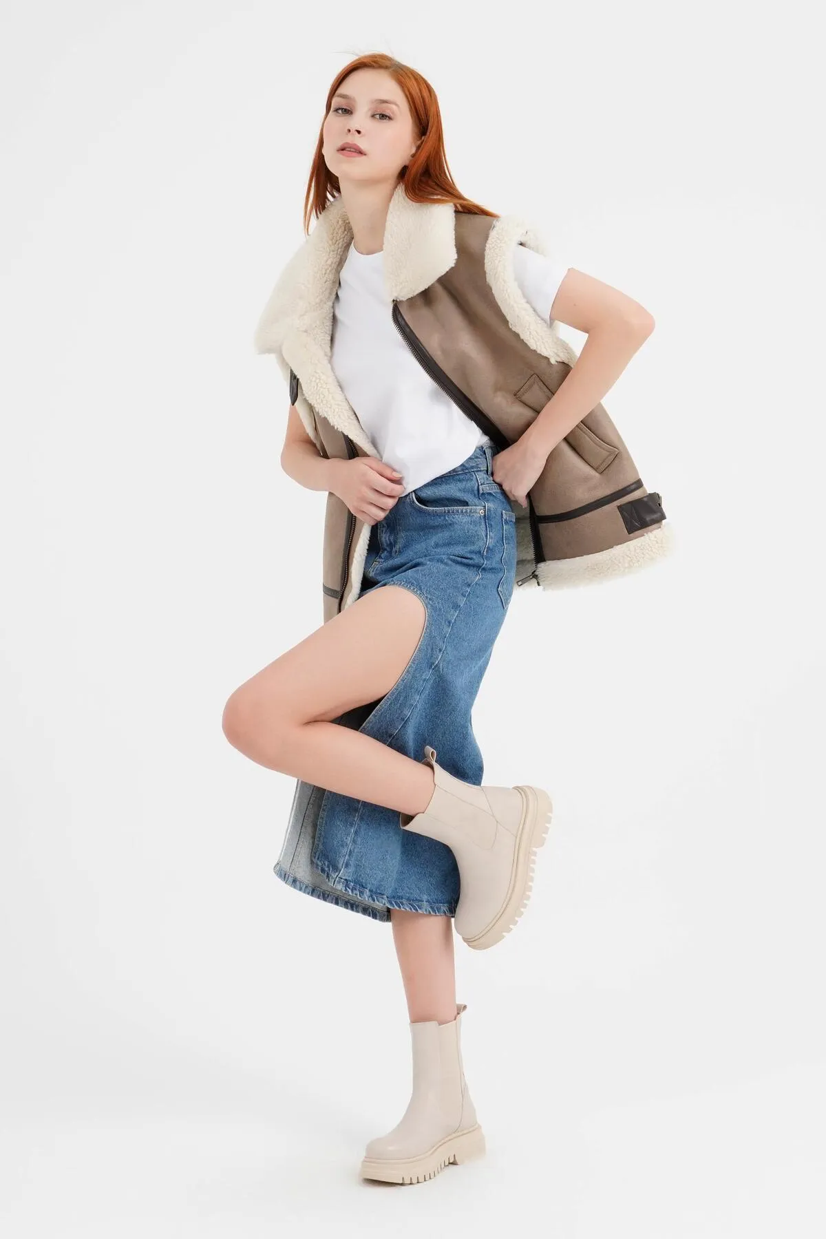 CZ London  Damen-Chelsea-Stiefel ohne Schnürsenkel, dicke, elastische Schuhe mit gezackter Sohle