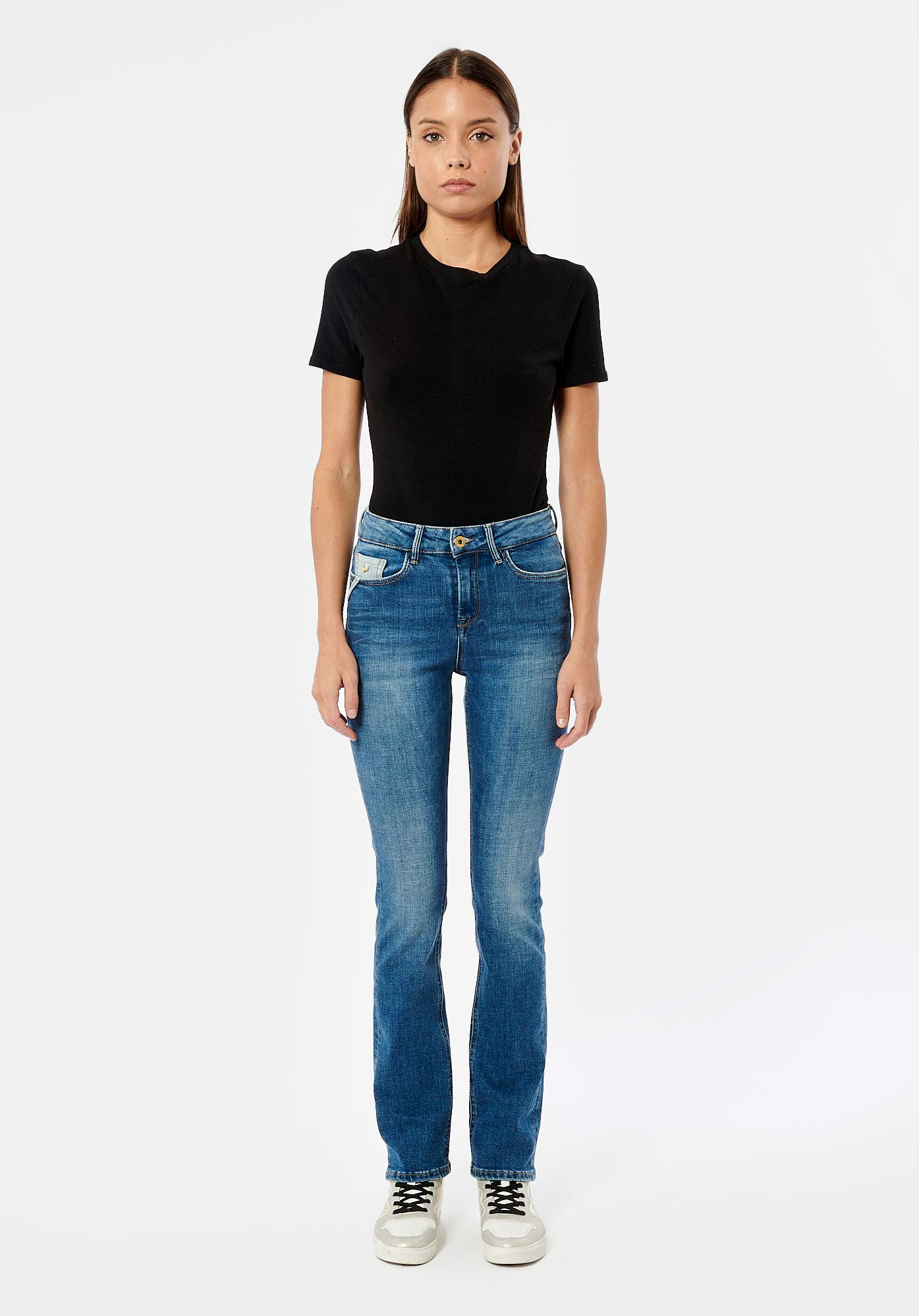 SIBEL  Jean demi-slim bleu femme