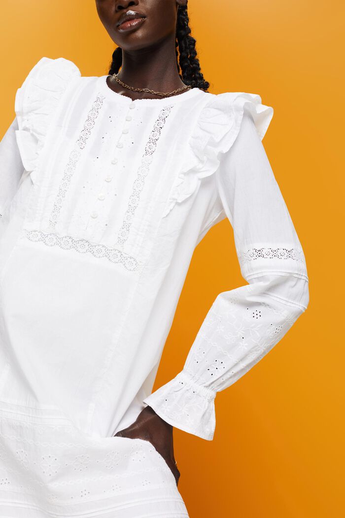 Knielanges Kleid aus Baumwolle mit Spitze