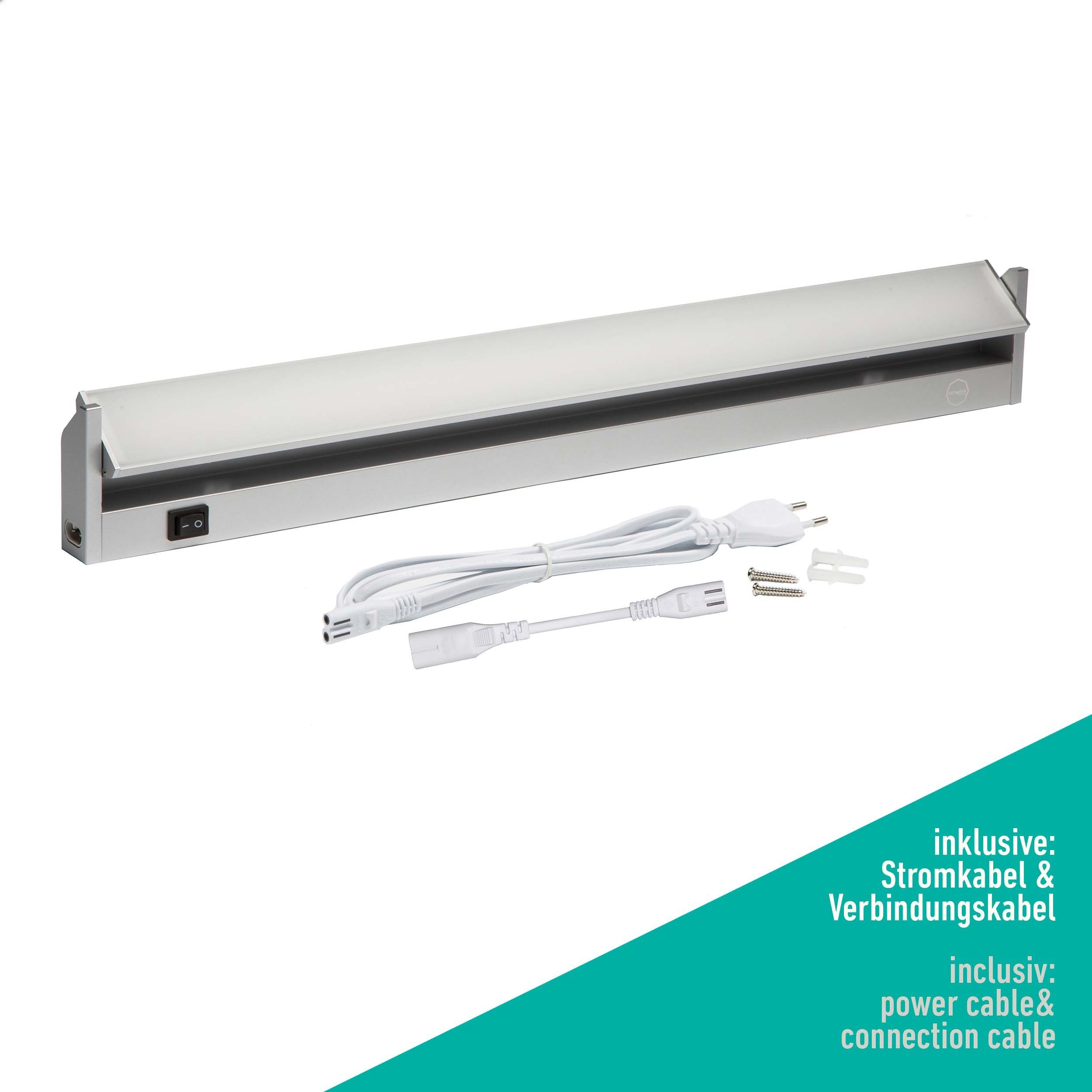 Oktaplex lighting LED Unterbauleuchte Rota 10W 58cm 230V Unterschrankleuchte LED, schwenkbar, LED fest verbaut, Neutralweiß, 4000K Küche Lichtleiste Aluminium mit Schalter