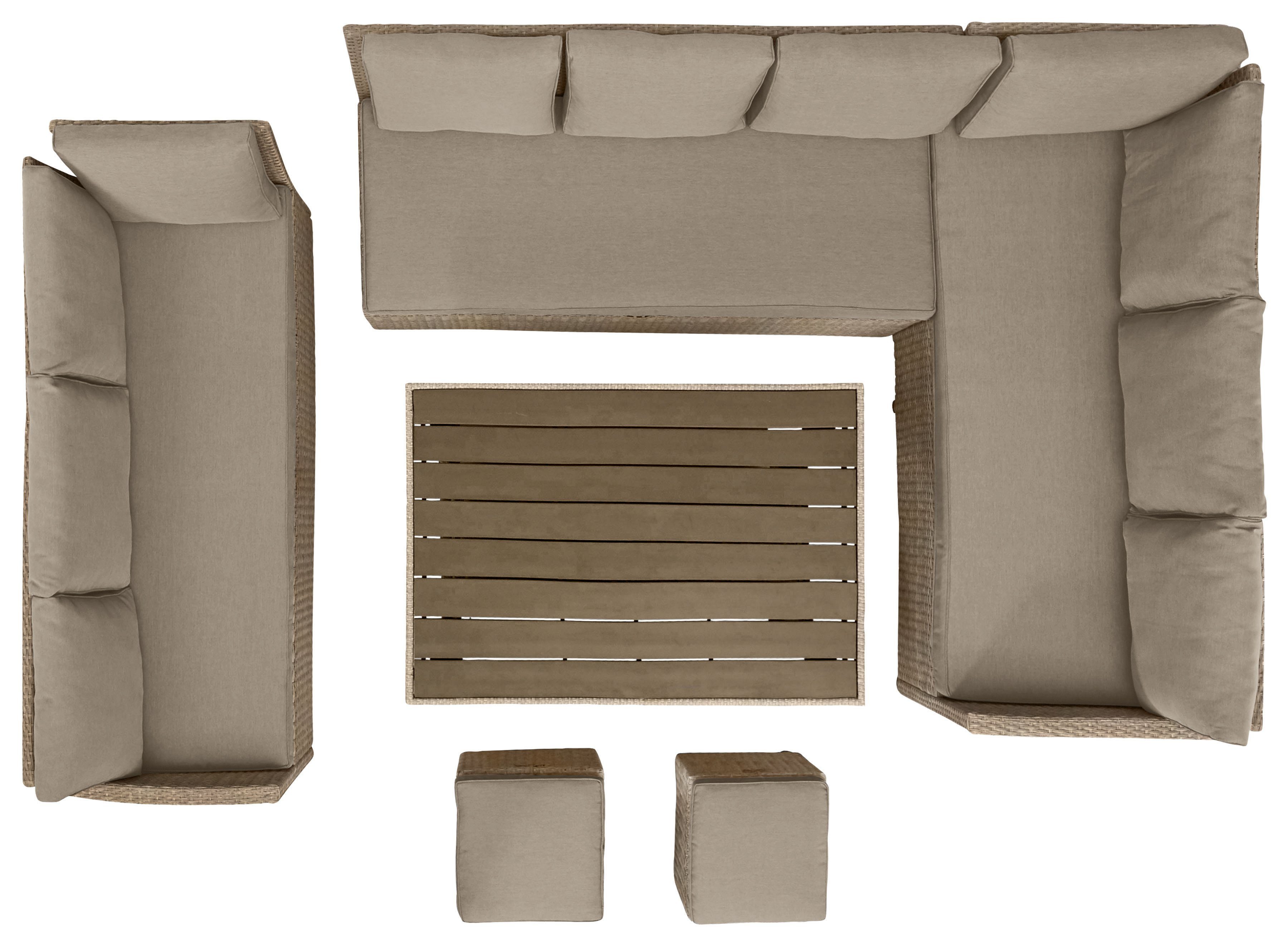 KONIFERA Gartenlounge-Set Rotterdam, (20-tlg), 3 Sofas, 2 Hocker, Tisch 120x82 cm, Polyrattan