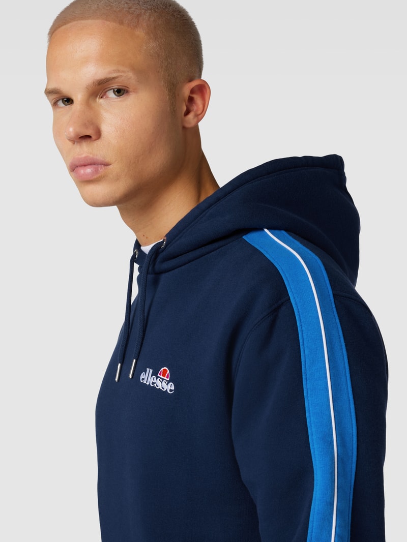 Hoodie mit Label-Stitching Modell 'Paiger' in marineblau