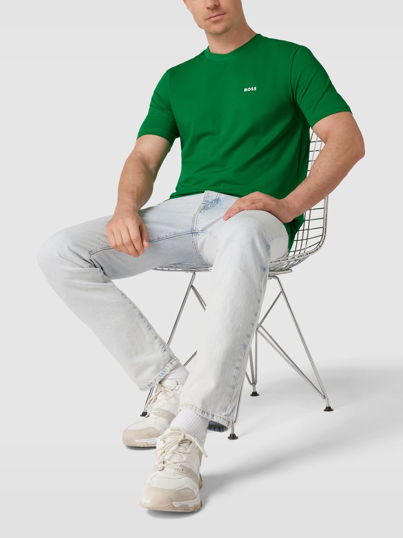 T-Shirt mit Label-Print in grasgrün