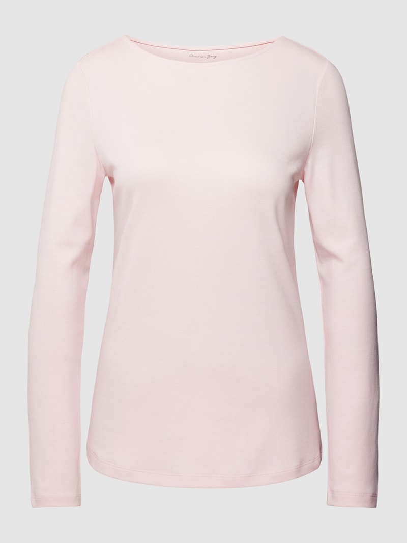Longsleeve mit U-Boot-Ausschnitt in hellrosa