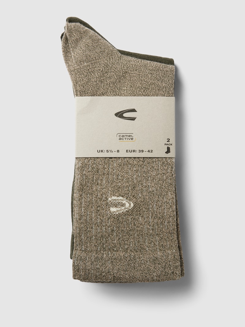 Socken mit Label-Stitching im 2er-Pack in khaki