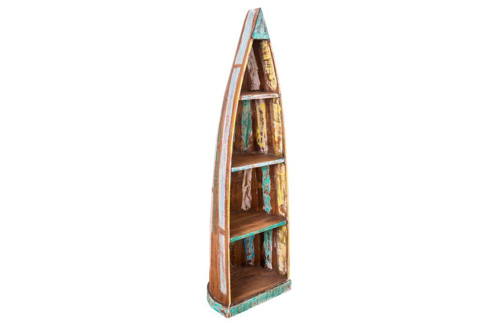 riess-ambiente Standregal JAKARTA 190cm natur / bunt, Einzelartikel 1-tlg., Wohnzimmer · Massivholz · Boot · stehend · Boho