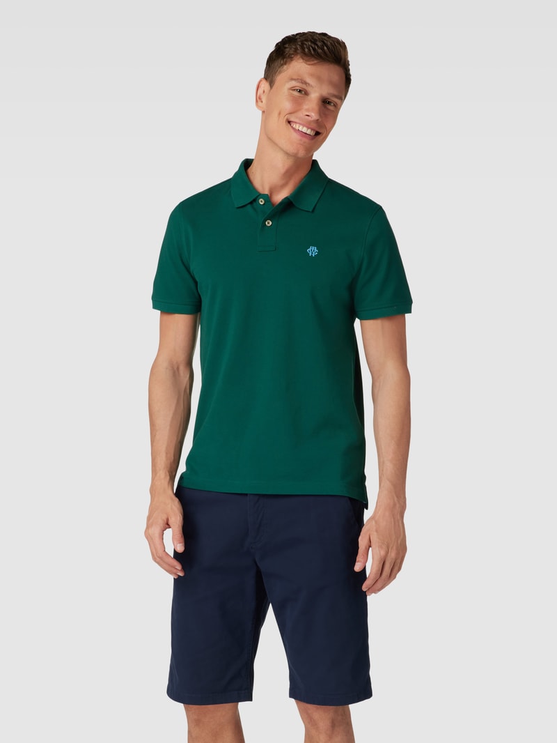 Poloshirt mit Label-Stitching in dunkelgrün