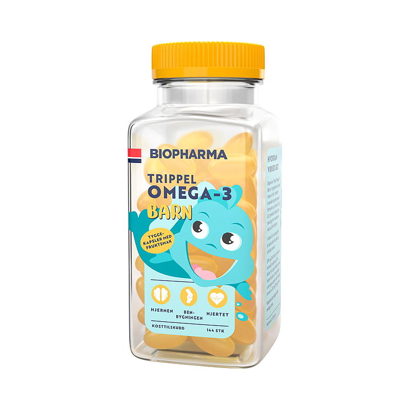 Biopharma Trippel Omega-3 144 stk, barn Biopharma