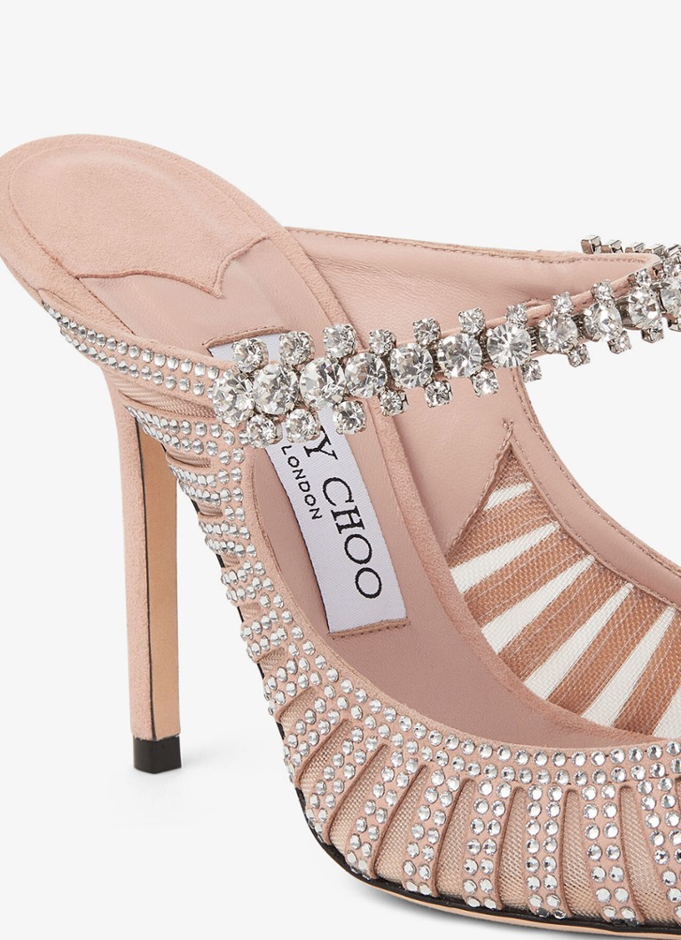 Ciabatte Jimmy Choo Bing 100 in pelle scamosciata di capra con cristalli